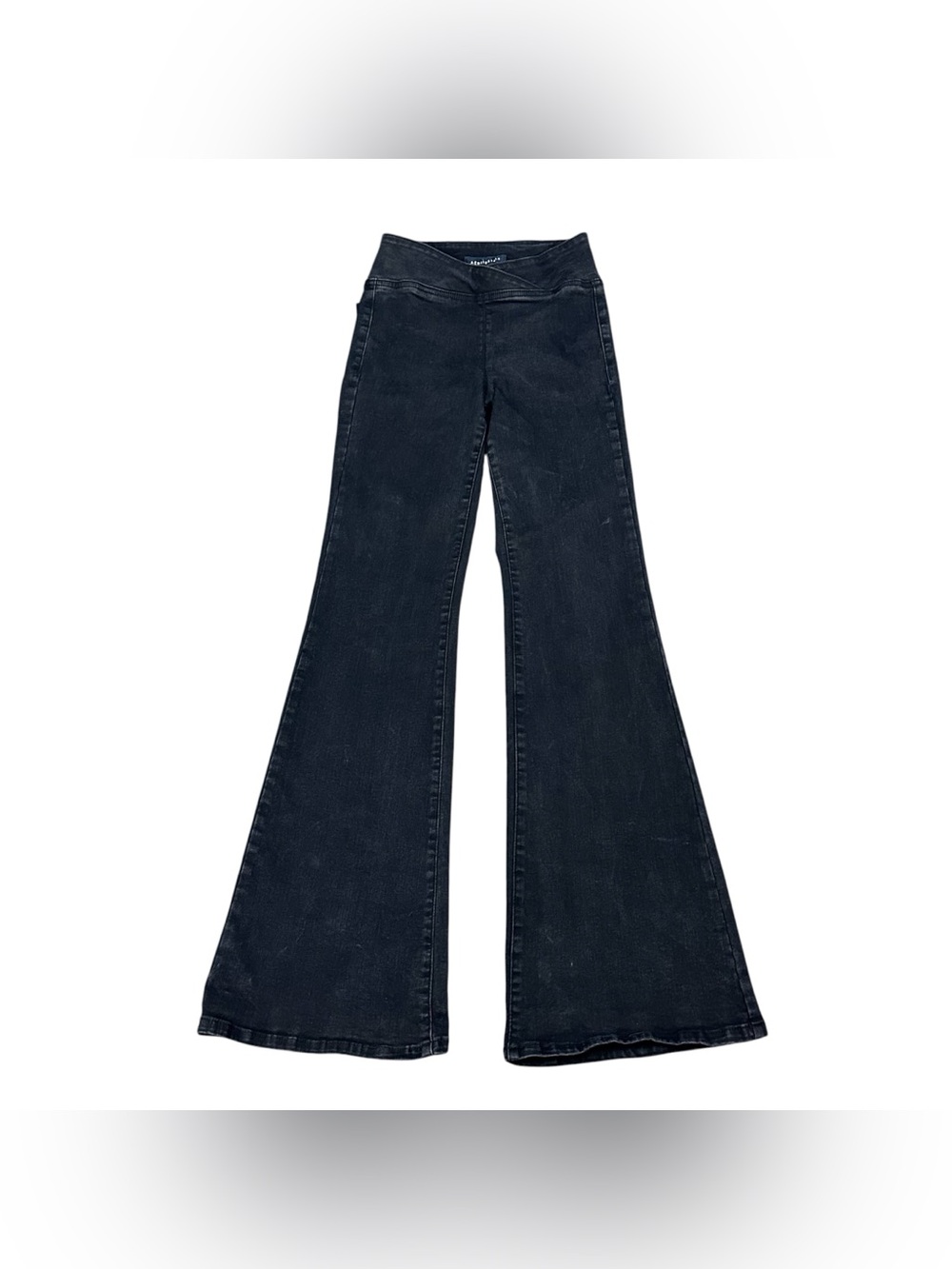 Aeropostale Women’s XS Black Pull On Flare Jeans Crossover Waist Y2K Stretch